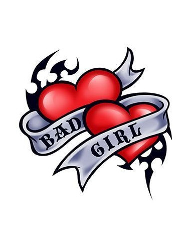 Bad Girl so srdiečkami - nalepovacie tetovanie | Potetuj.eu