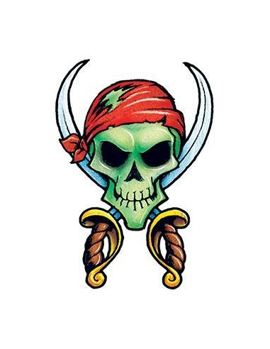 Pirátska lebka a meče - nalepovacie tetovanie