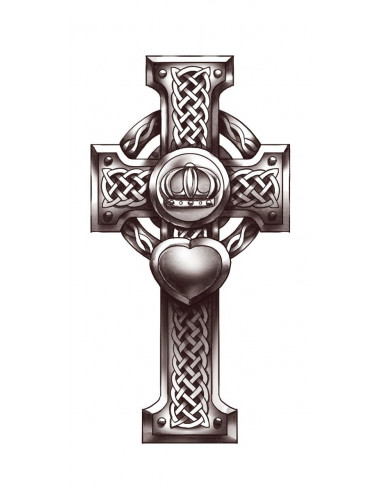 Čiernobiely keltský kríž - dočasné tetovanie | Potetuj.eu