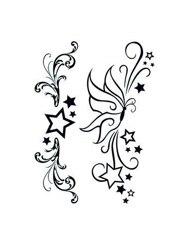 Hviezdy a motýľ - nalepovacie tetovanie | Potetuj.eu