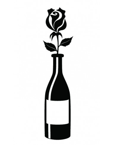 Fľaša vína s ružou - nalepovacie tetovanie | Potetuj.eu
